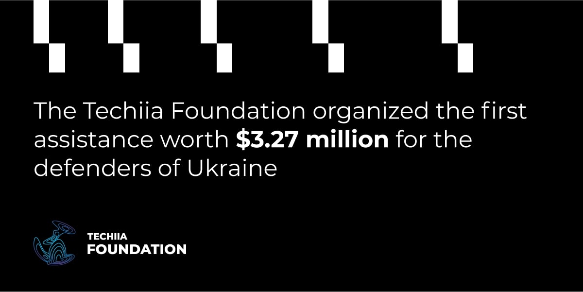 A Fundação Techiia organizou a primeira ajuda no valor de US$ 3,27 milhões para os defensores da Ucrânia